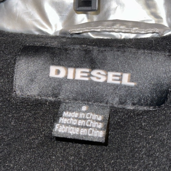 Diesel Girls Hooded Puffer Parka Jacket Removable Faux Fur Trim Silver* - Picture 2 of 12